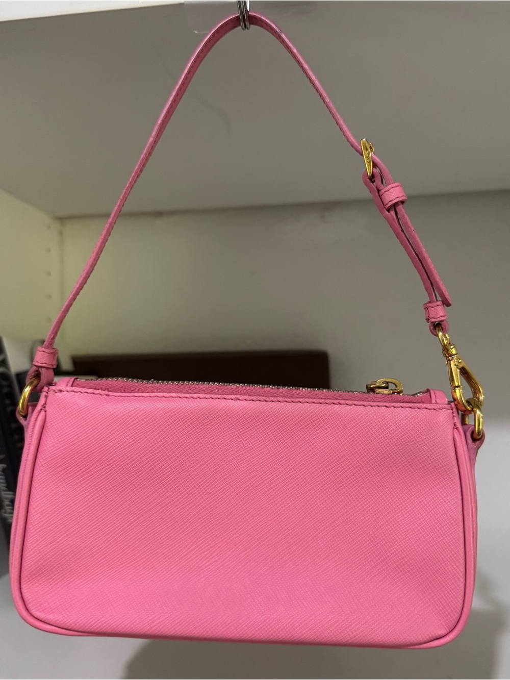 Prada Hot Pink Saffiano Shoulder Bag with Gold Hardware - Picture 2 of 11